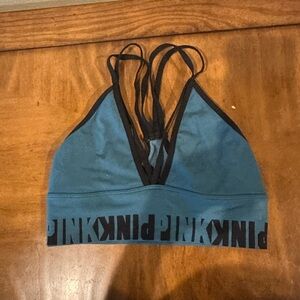 PINK Victoria's Secret Blue and Black Sports Bra